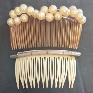 2 Vintage Hair Combs Pearl Fair